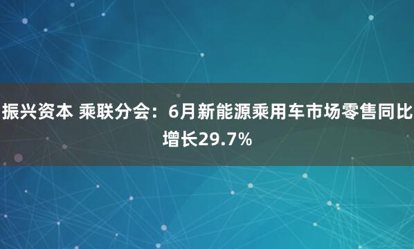 振兴资本 乘联分会：6月新能源乘用车市场零售同比增长29.7%